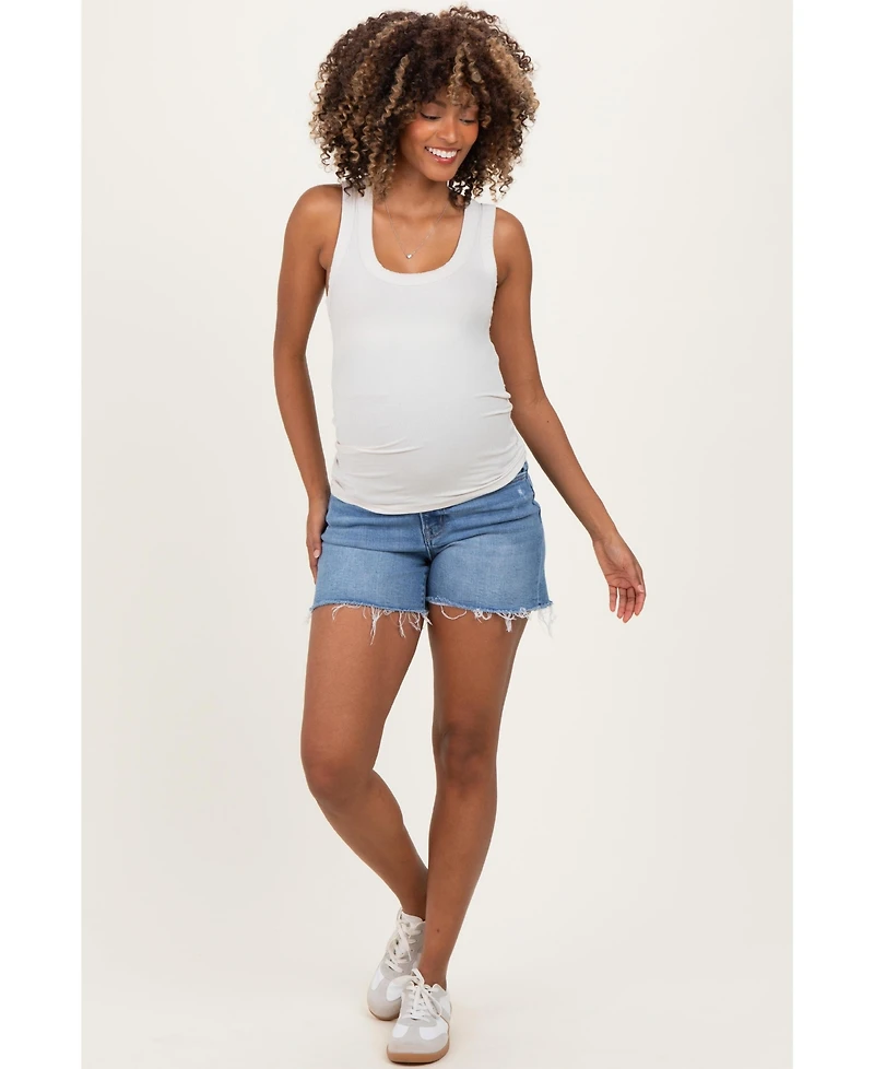 Pinkblush Maternity Heather Grey Ribbed Scoop Neck Tank Top