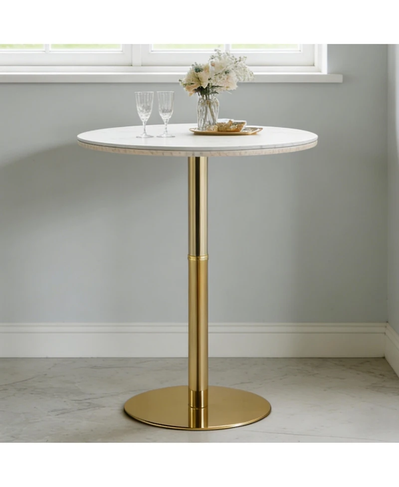 flynama 39.5" Rock Slab Bar Table with Gold Base
