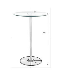 flynama Chrome Glass Top Led Bistro Bar Table with Dimmable Light