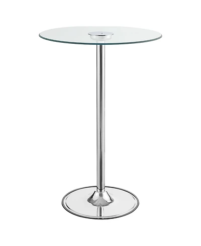 flynama Chrome Glass Top Led Bistro Bar Table with Dimmable Light