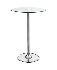 flynama Chrome Glass Top Led Bistro Bar Table with Dimmable Light