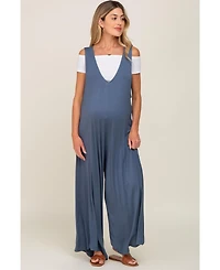 Pinkblush Maternity Deep V Sleeveless Wide Leg Jumpsuit
