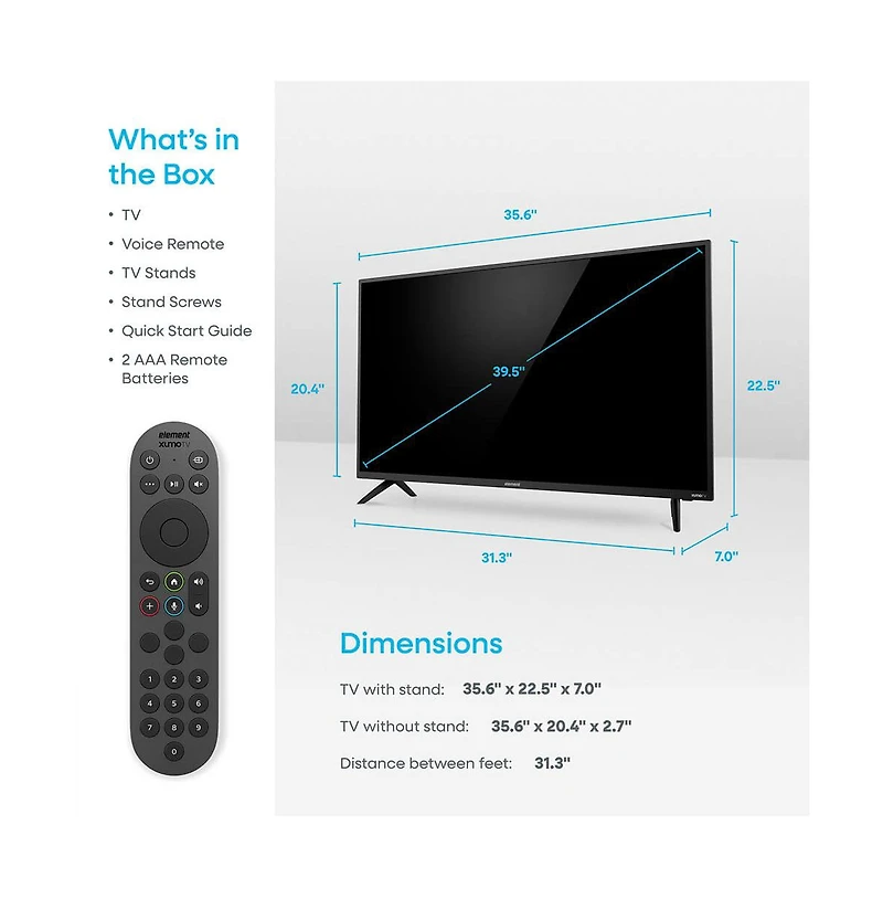 Element 40" Genesis Series 720p Hd Smart Xumo Led Tv Streaming Hdmi Usb - E300AE40CG