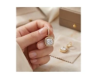 Rachel Glauber Elegant 14K Gold Plated Square Cz Huggie Drop Earrings
