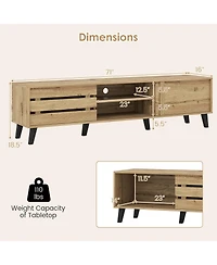 Gymax Tv Stand for 80inch TVs with Sliding Door Cabinets Storage Shelves Cable Management