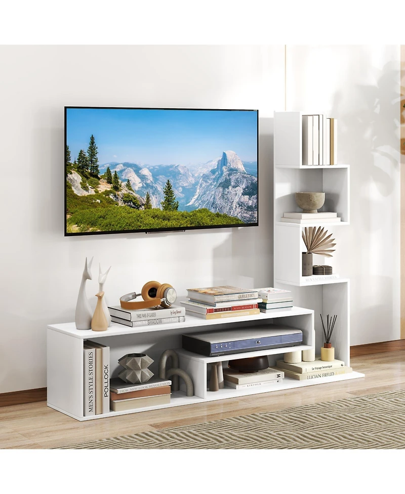 Gymax Cube Tv Stand for TVs up to 50inch Media Console Table with L-shaped Storage Shelves