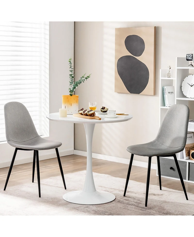 Gymax 32'' Modern Tulip Kitchen Table Round Dining Table with Mdf Top and Metal Pedestal Base