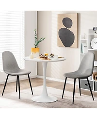 Gymax 32'' Modern Tulip Kitchen Table Round Dining Table with Mdf Top and Metal Pedestal Base