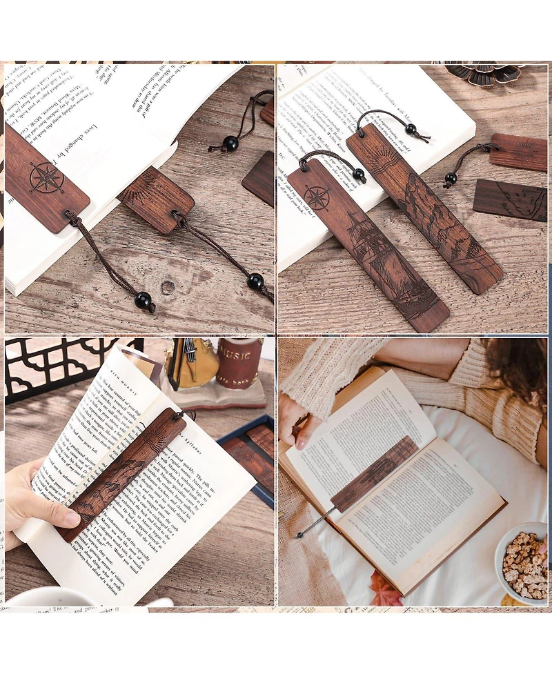 Gnuadz Wood Bookmark Men Adventure Carving Vintage Gift