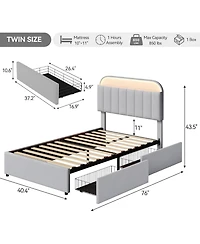 gaomon Twin Size Bed Frame with 2 Flexible Drawers