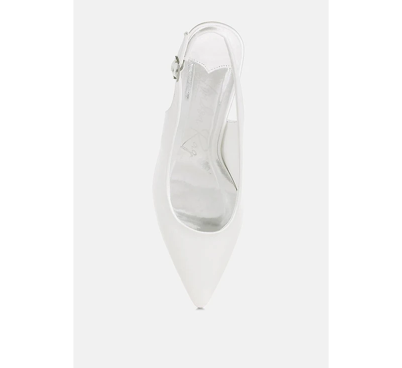 Vinca Satin Pointed Toe Slingbacks