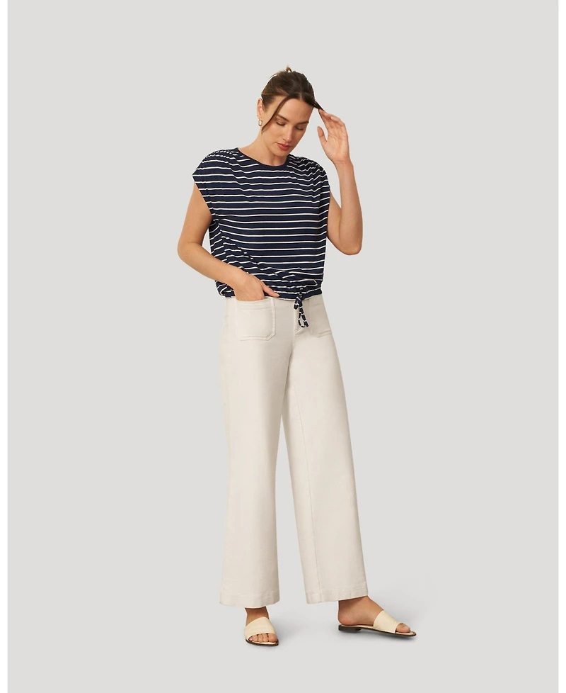 Cable & Gauge Women's Fine Stripe Tie Bottom Top