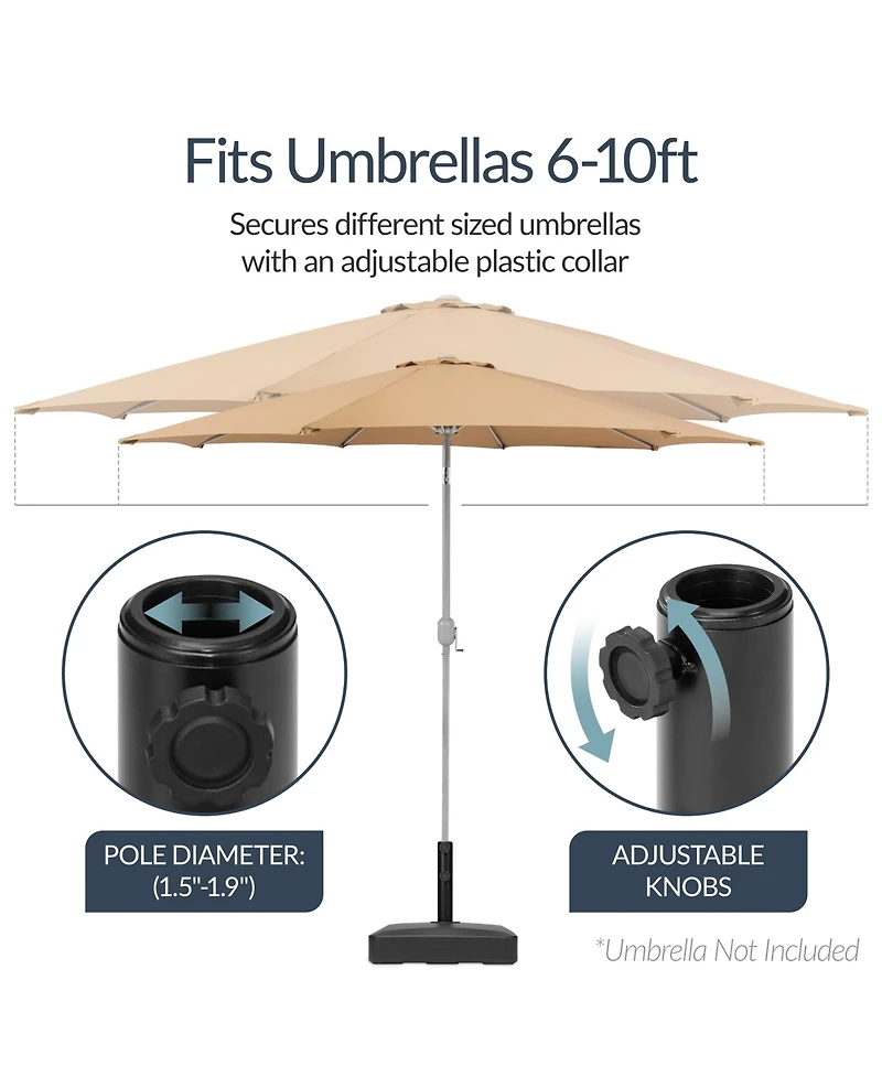 Best Choice Products Fillable Plastic Patio Umbrella Base Stand, Pole Holder w/ Adjustment Knob, Asscher Design
