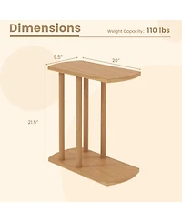 Slickblue 2-Tier C-Shaped Side Table Teak Wood with Thickened Top