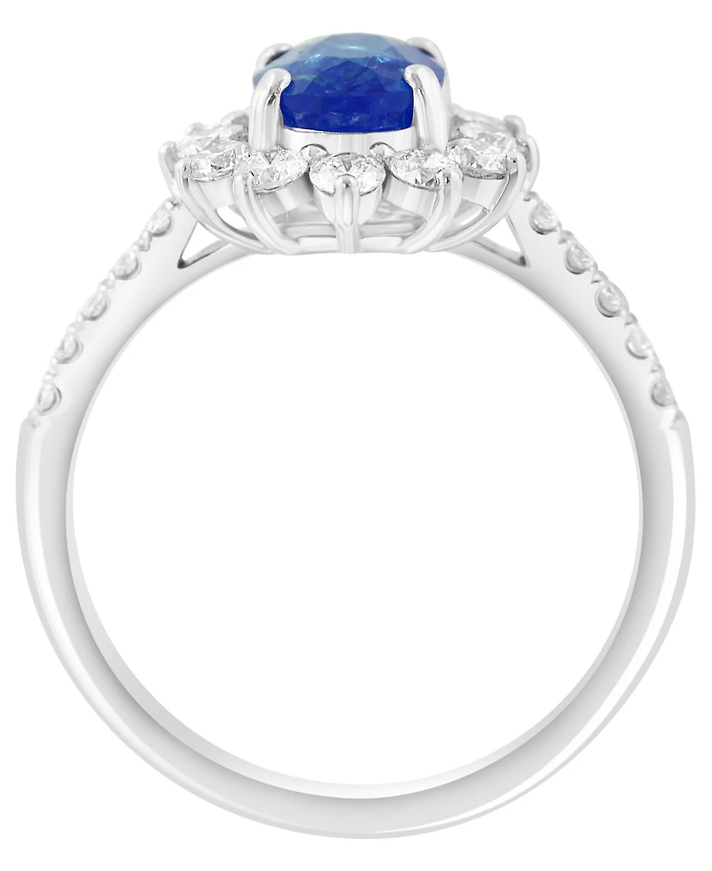 Effy Collection Sapphire (1-1/5 ct. t.w.) & Diamond (5/8 ct. t.w.) Ring in 14k White Gold