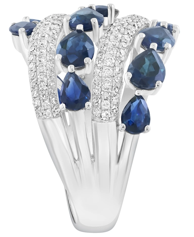 Effy Collection Sapphire (3-7/8 ct. t.w.) & Diamond (5/8 ct. t.w.) Ring in 14k White Gold