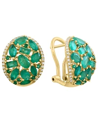 Effy Collection Emerald (3-3/8 ct. t.w.) & Diamond (1/4 ct. t.w.) Earrings in 14k Yellow Gold