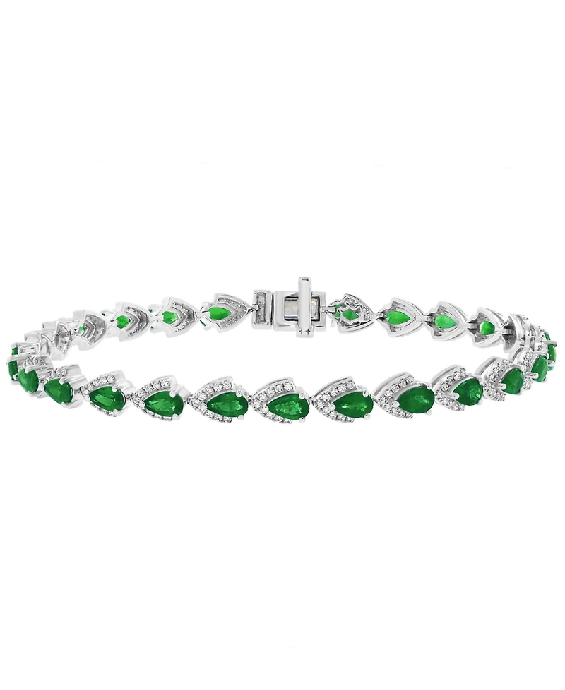Effy Collection Emerald (5-3/8 ct. t.w.) & Diamond (7/8 ct. t.w.) Bracelet in 14k White Gold