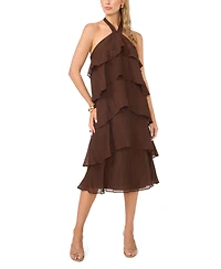 Vince Camuto Women's Five Tier Halter Neck Midi Dress