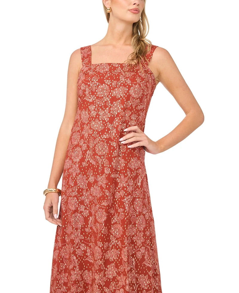 Vince Camuto Women's Square Neck Sleeveless Smock Back Dress