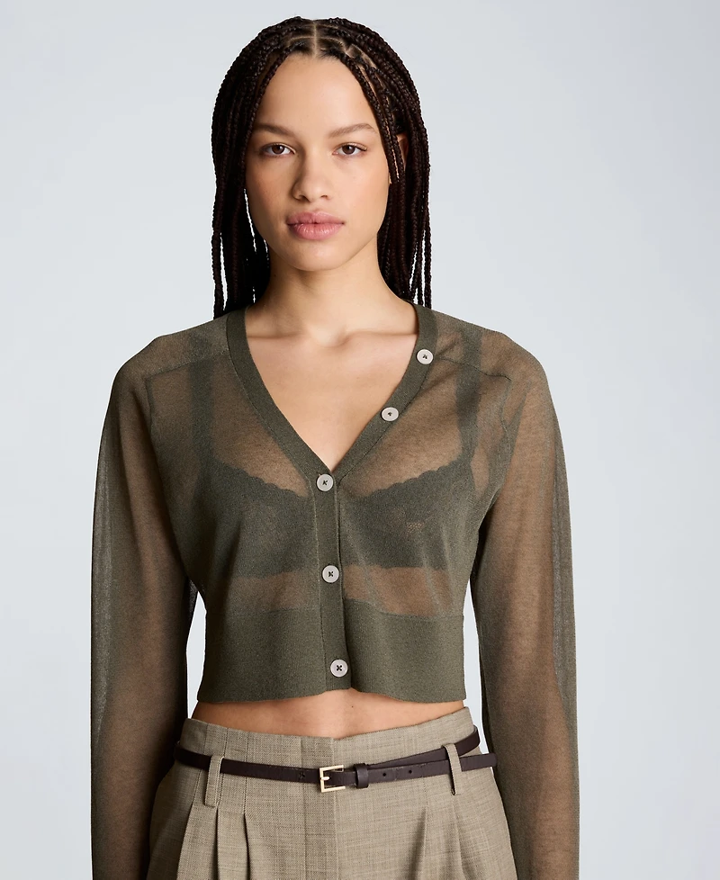 Kenneth Cole Women's Saddle-Shoulder Cropped Cardigan