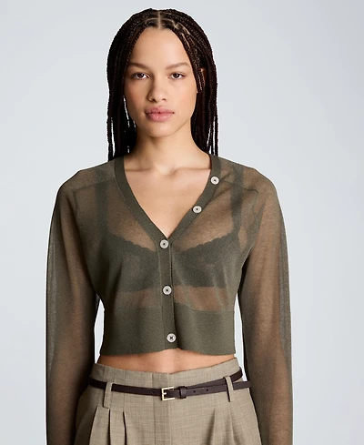 Kenneth Cole Women's Saddle-Shoulder Cropped Cardigan