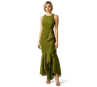 Adrianna Papell Women's Sleeveless Ruffled High-Low Gown