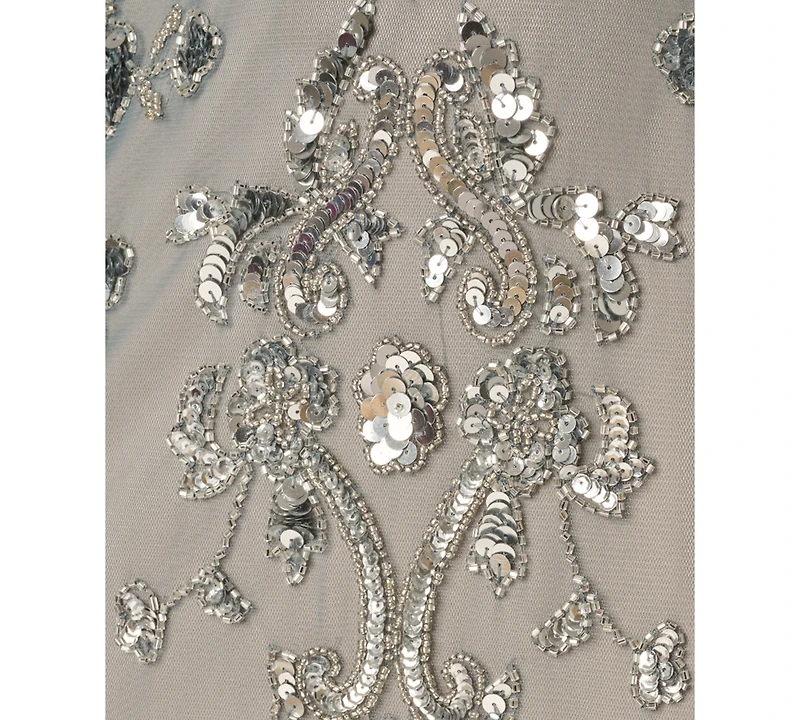 Adrianna Papell Women's Beaded Cape-Sleeve Gown