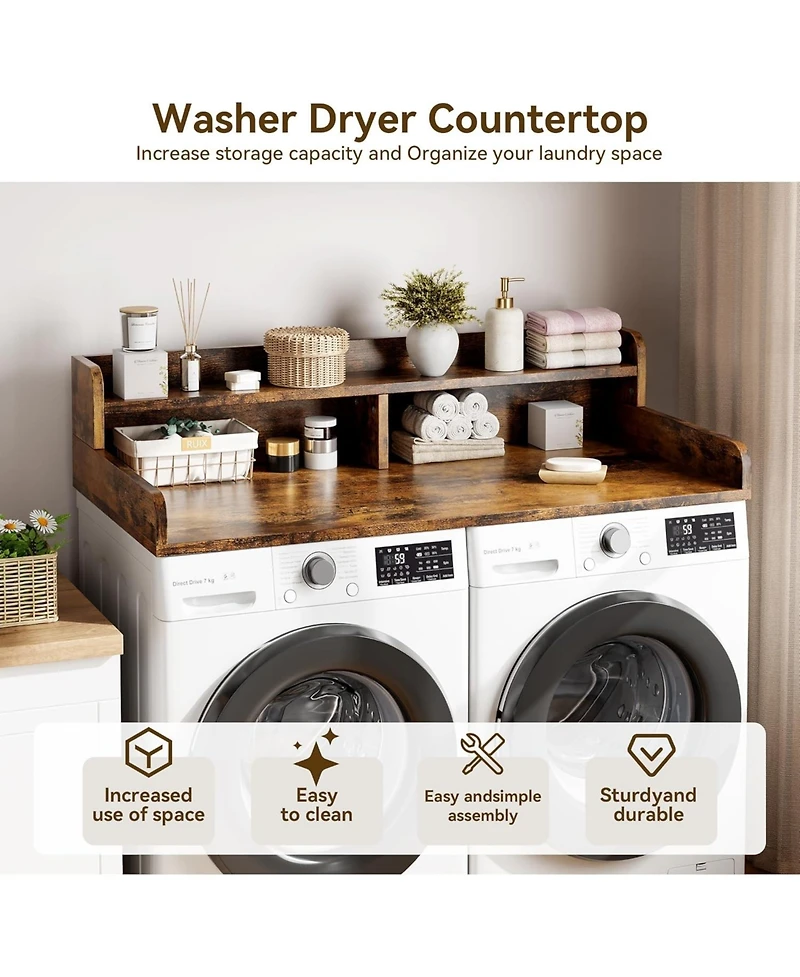 gaomon 2-Tier Washer Dryer Countertop, Shelf/Drawers Non-Slip Laundry Topper