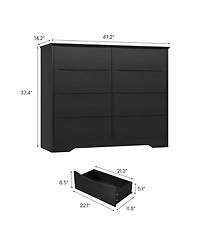 homfan Tall 8-Drawer Wooden Dresser, Modern Storage Cabinet with Deep Drawers and Wide Top for Multi-Room Use
