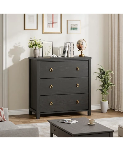 homfan 5 Drawer Dresser for Bedroom, 45'' Tall Dresser, Chest of Drawers, Wooden Dressers with Clothes Storage Cabinet Bedroom