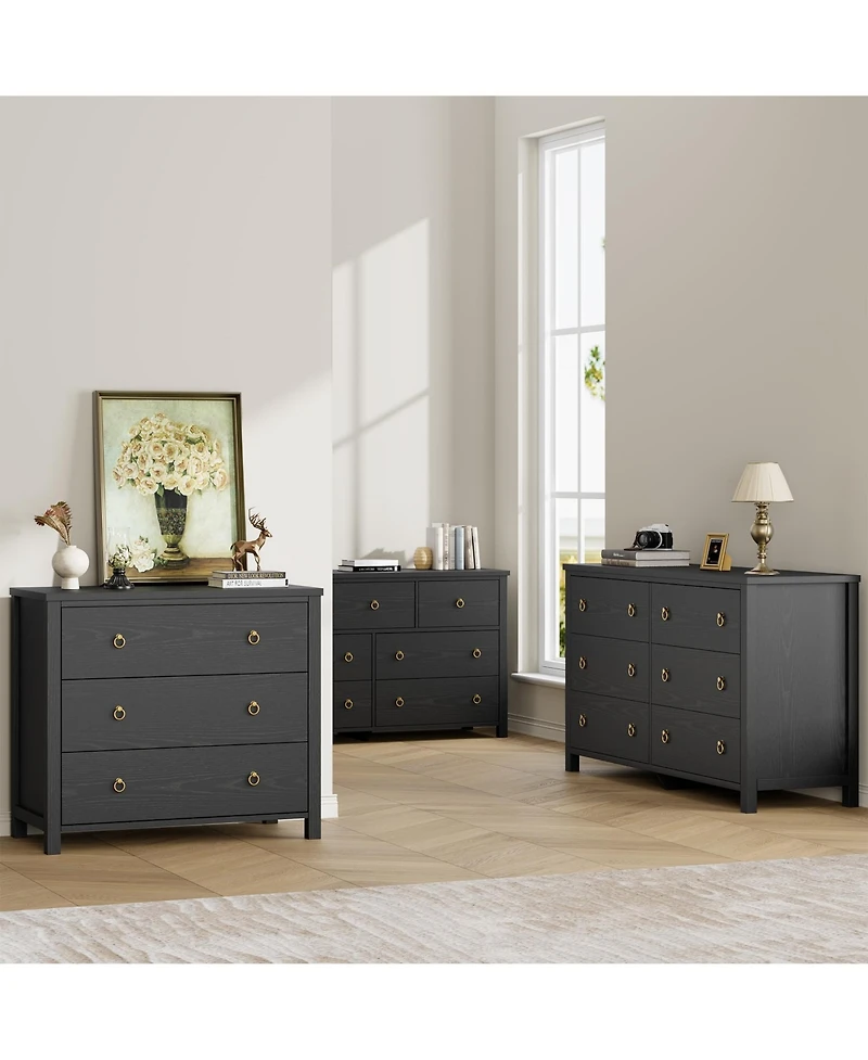 homfan 5 Drawer Dresser for Bedroom, 45'' Tall Dresser, Chest of Drawers, Wooden Dressers with Clothes Storage Cabinet Bedroom
