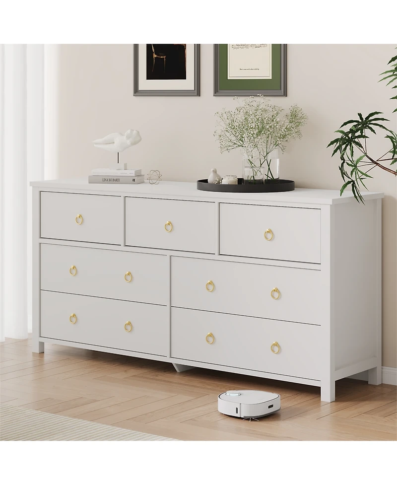 homfan 5 Drawer Dresser for Bedroom, 45'' Tall Dresser, Chest of Drawers, Wooden Dressers with Clothes Storage Cabinet Bedroom
