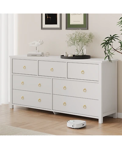 homfan 5 Drawer Dresser for Bedroom, 45'' Tall Dresser, Chest of Drawers, Wooden Dressers with Clothes Storage Cabinet Bedroom