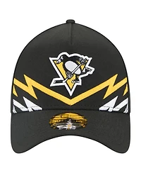 New Era Men's Black Pittsburgh Penguins 39THIRTY A-Frame Perforated Flex Hat