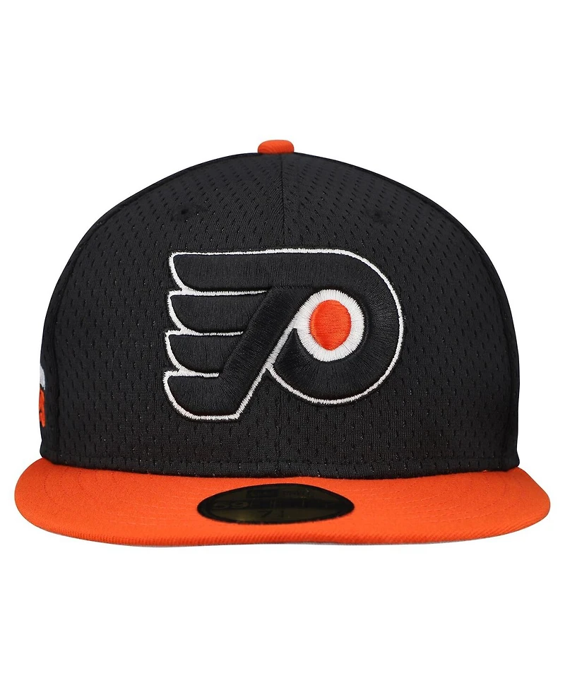 New Era Men's Black/Orange Philadelphia Flyers Mesh Crown Two-Tone 59FIFTY Fitted Hat