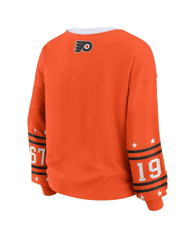Wear by Erin Andrews Women's Orange Philadelphia Flyers Long-Sleeve Sport T-Shirt
