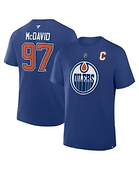 Fanatics Men's Connor McDavid Royal Edmonton Oilers Authentic Stack Name & Number T-Shirt