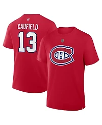 Fanatics Men's Cole Caufield Red Montreal Canadiens Authentic Stack Name & Number T-Shirt