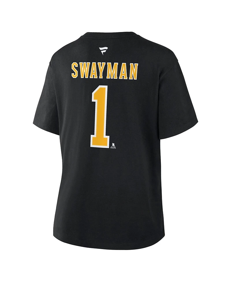 Fanatics Women's Jeremy Swayman Black Boston Bruins Authentic Stack Name & Number T-Shirt