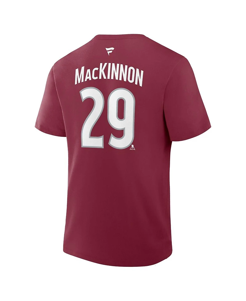 Fanatics Men's Nathan MacKinnon Burgundy Colorado Avalanche Authentic Stack Name & Number T-Shirt