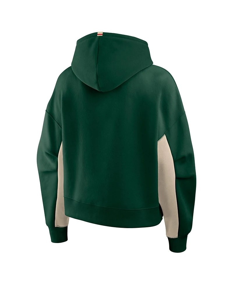 Fanatics Women's Green Minnesota Wild Back Check Boxy Hoodie