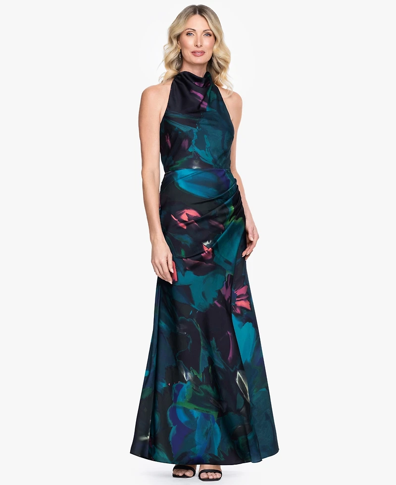 Betsy & Adam Petite Sleeveless Halter Neck Gown