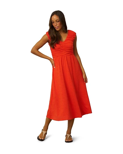 Cable & Gauge Women's Shirred Eyelet Midi Dress
