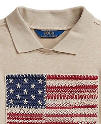 Polo Ralph Lauren Girls' 7-16 Flag Terry Long-Sleeve Collared Sweatshirt