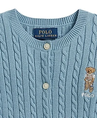Polo Ralph Lauren Girls' 2T-6X Bear Mini-Cable Cardigan Sweater
