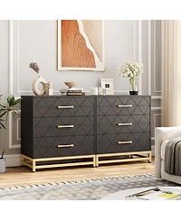 homfan Modern 3 Drawer Dresser for Bedroom - Slim Space-Saving Chest, Durable Wood, Soft-Close Drawers, Handles, Anti-Tip Kit, Easy Assembly