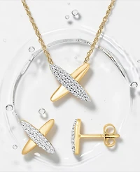 Wrapped Diamond X Shape Necklace (1/10 ct. t.w.) in 10k Yellow Gold