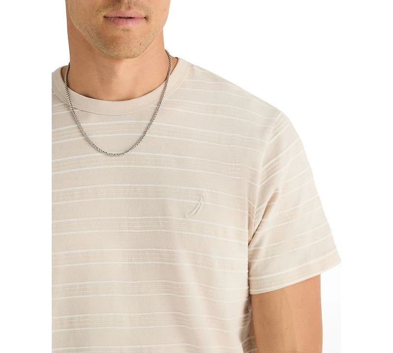 Nautica Men's Striped Jacquard Cotton Classic-Fit Crewneck T-Shirt