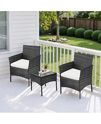 Yiortwo 3 Piece Patio Furniture Set Rattan Outdoor Chair with Cushions